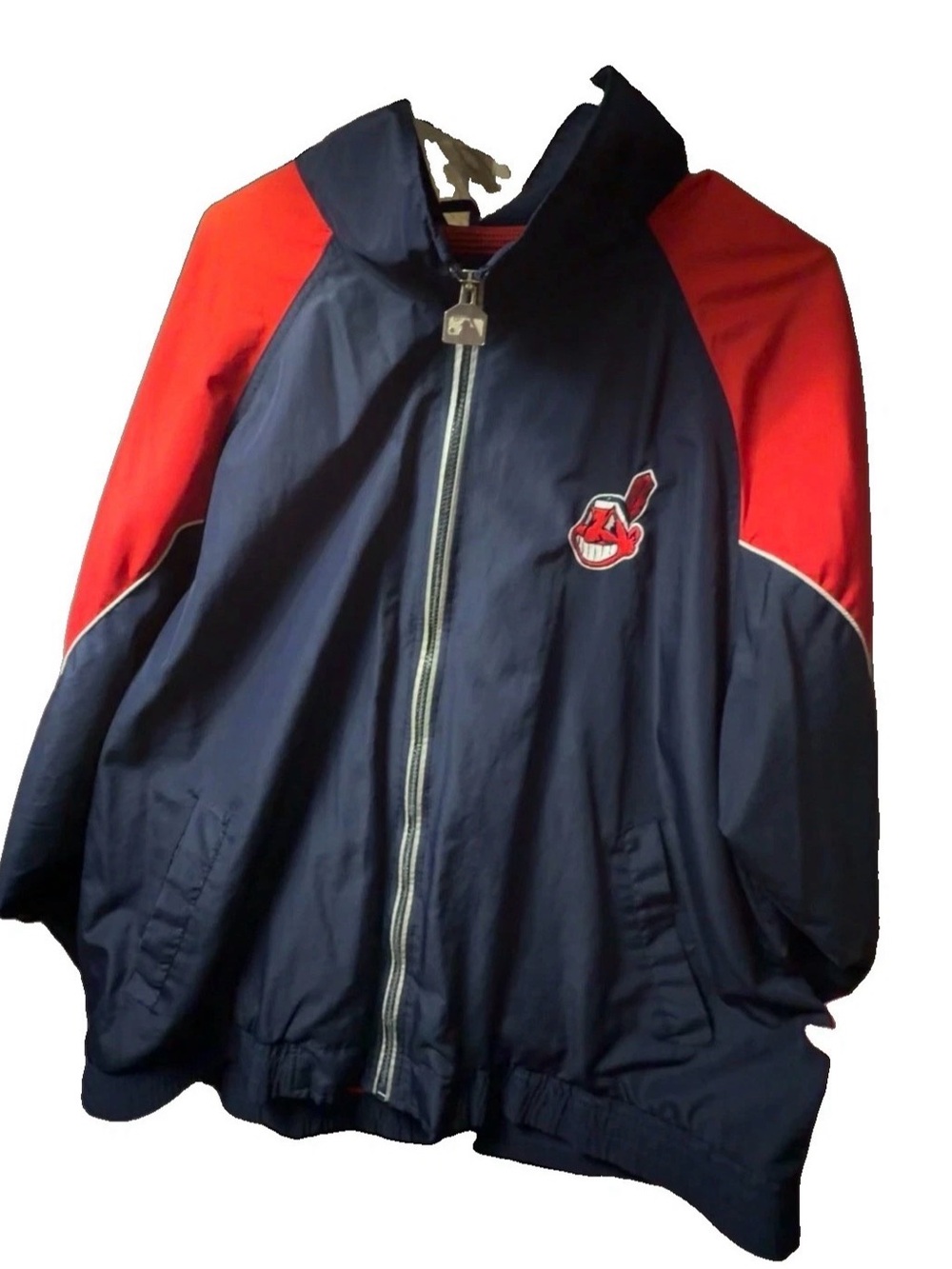 Vintage Cleveland Indians Navy & Red Windbreaker Jacket XL